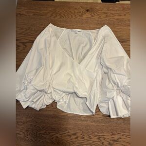 Caroline Constas White Ruffle Long Sleeve Top Size m